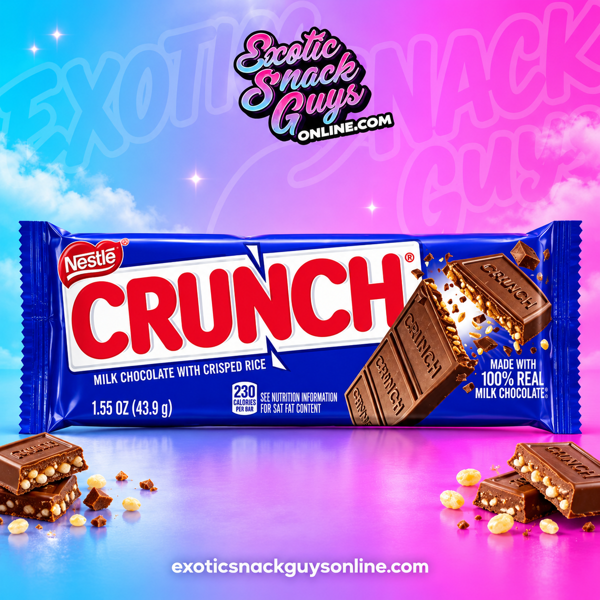 CRUNCH BAR CREAMY MILK, CHOCOLATE WITH CRISPY RICE PRODUCT OF USA 🇺🇸