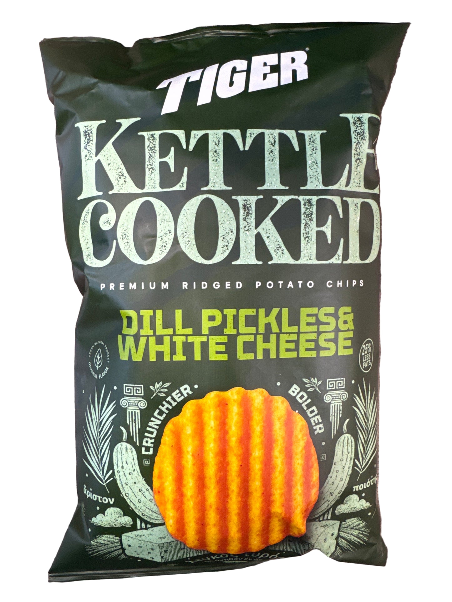 TIGER KETTLE COOKED DILL PICKLES & WHITE CHEESE CHIPS