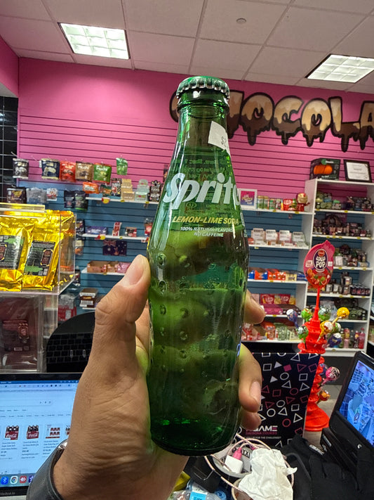 Sprite, lemon lime soda, glass bottle, 8 ounce