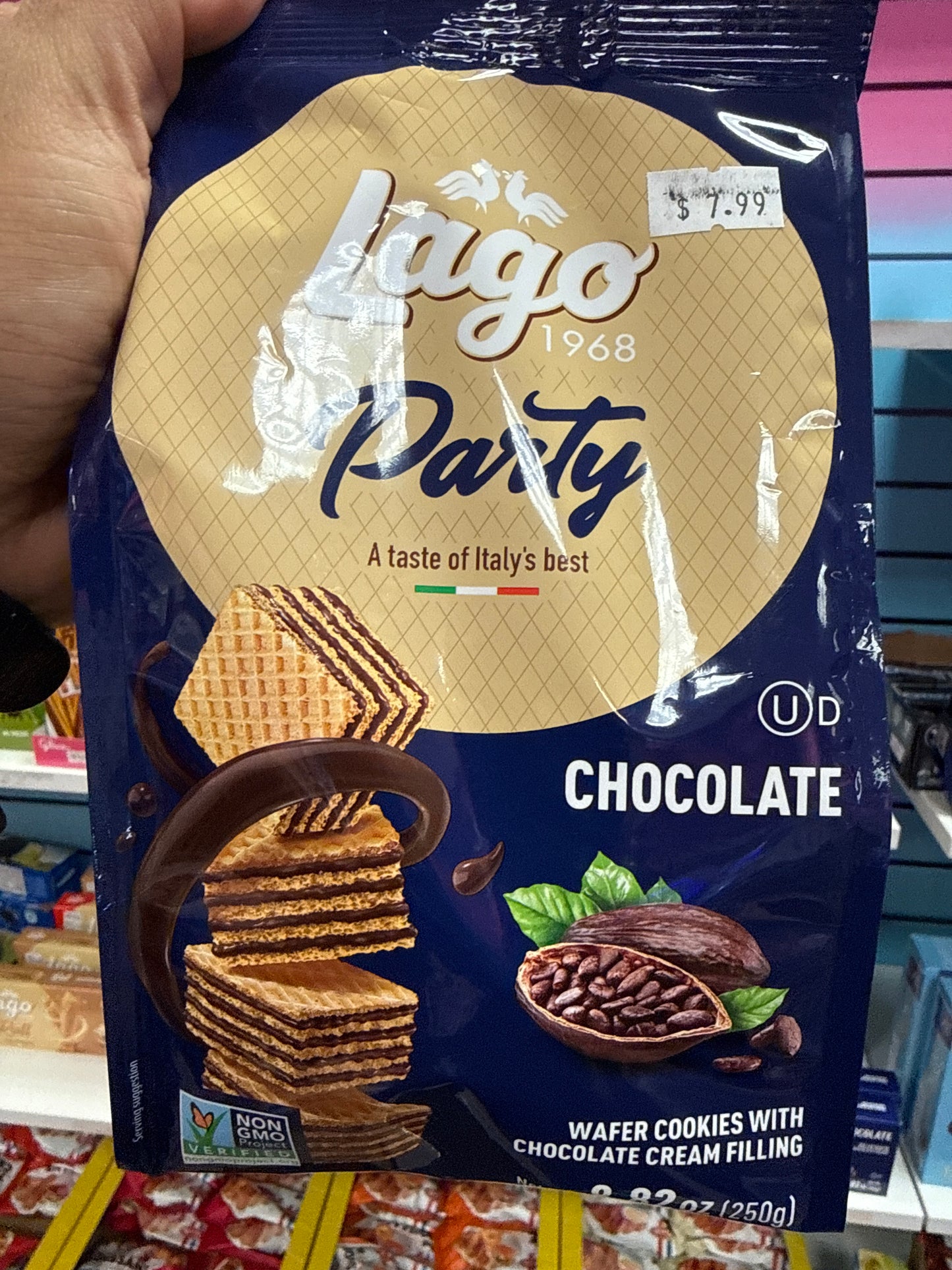 LAGO 1968 PARTY ITALIAN BEST CHOCOLATE WAFER COOKIES WITH CHOCOLATE CREAM, FILLING PRODUCT OF ITALY 🇮🇹