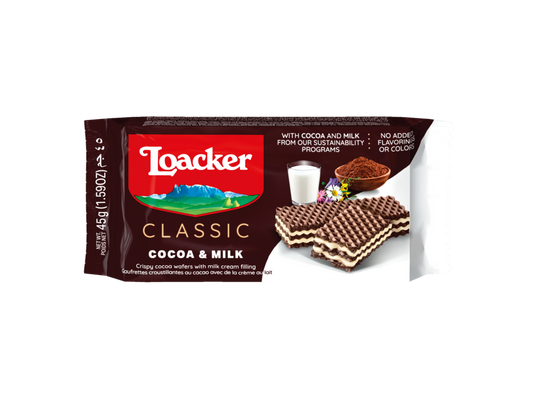 LOACKER - COCOA & MILK WAFER FAMILY SIZE (ITALY)