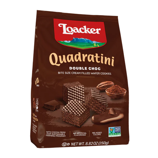 LOACKER QUADRATINI BITE SIZE WAFERS DOUBLE CHOC (ITALY)