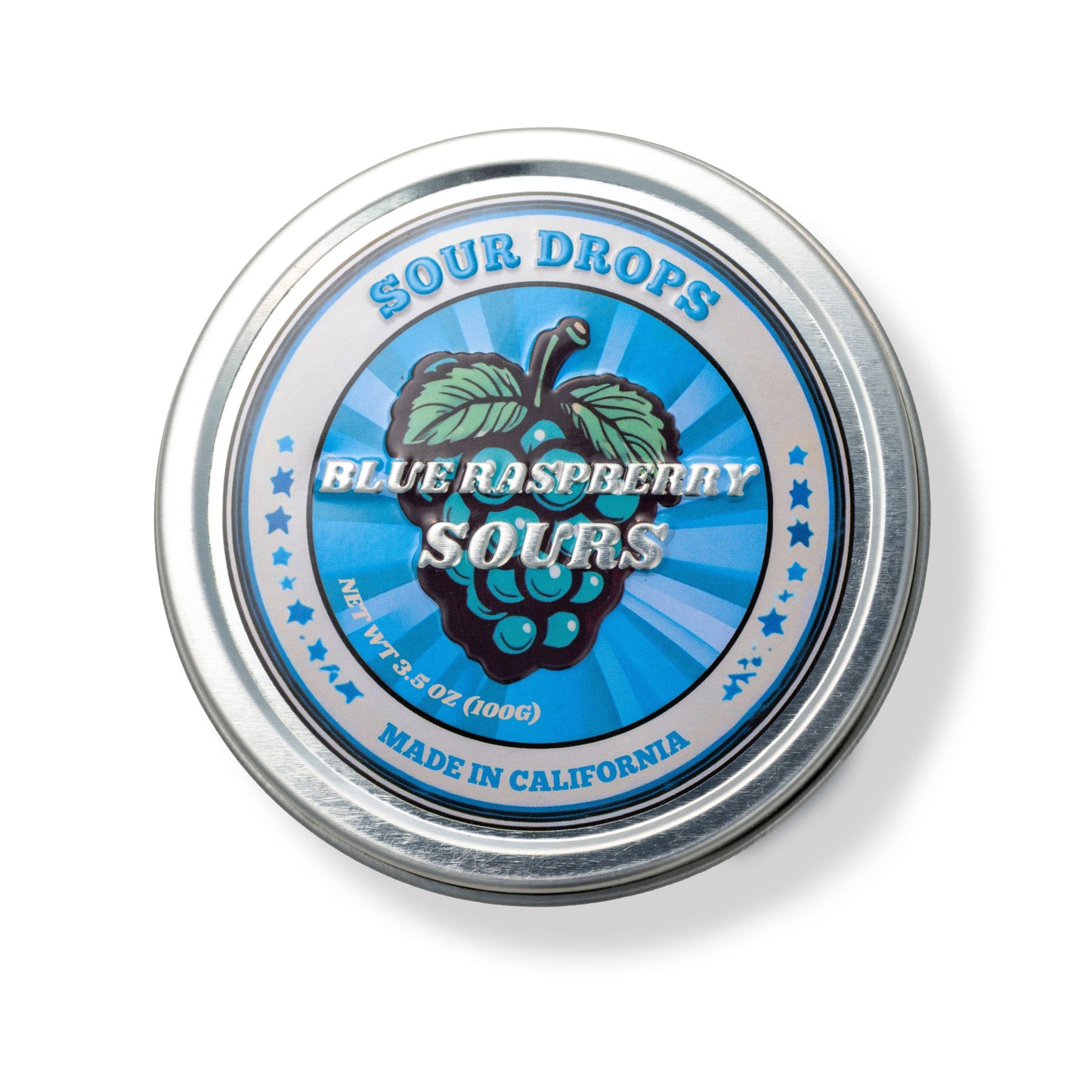 Blue Raspberry Sours: 3.5oz Dye-Free Candy Tins
