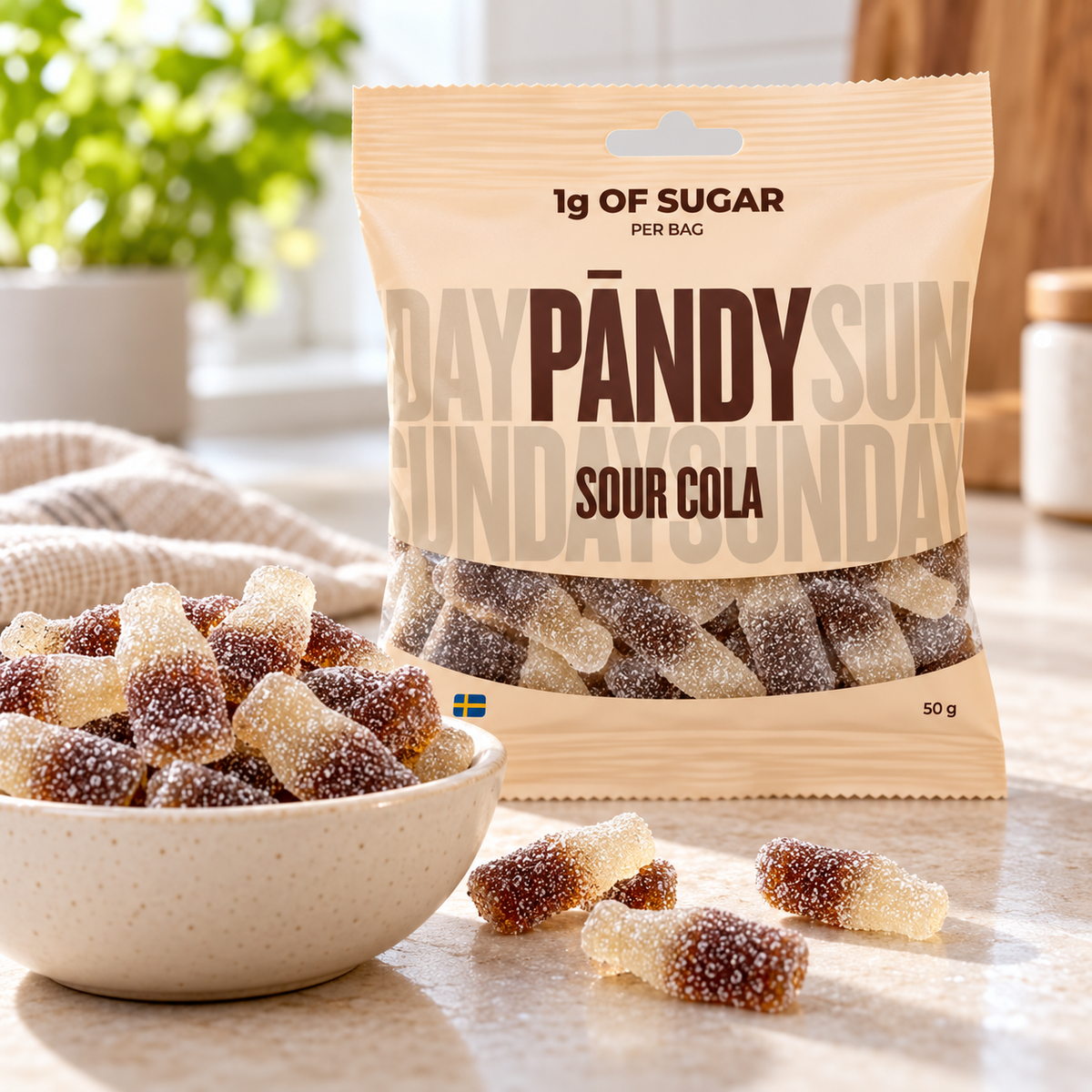 Pändy Sour Cola – Low-Sugar Swedish Gummy Candy, 50(gr)