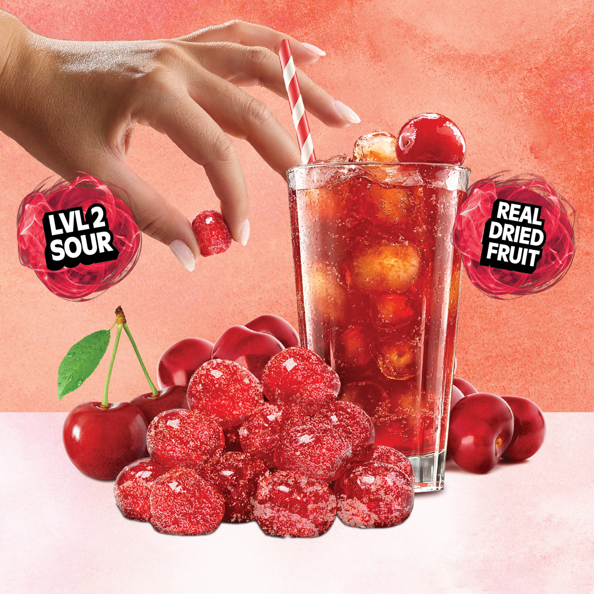 Level 2 Sour Shirley Temple Cherries