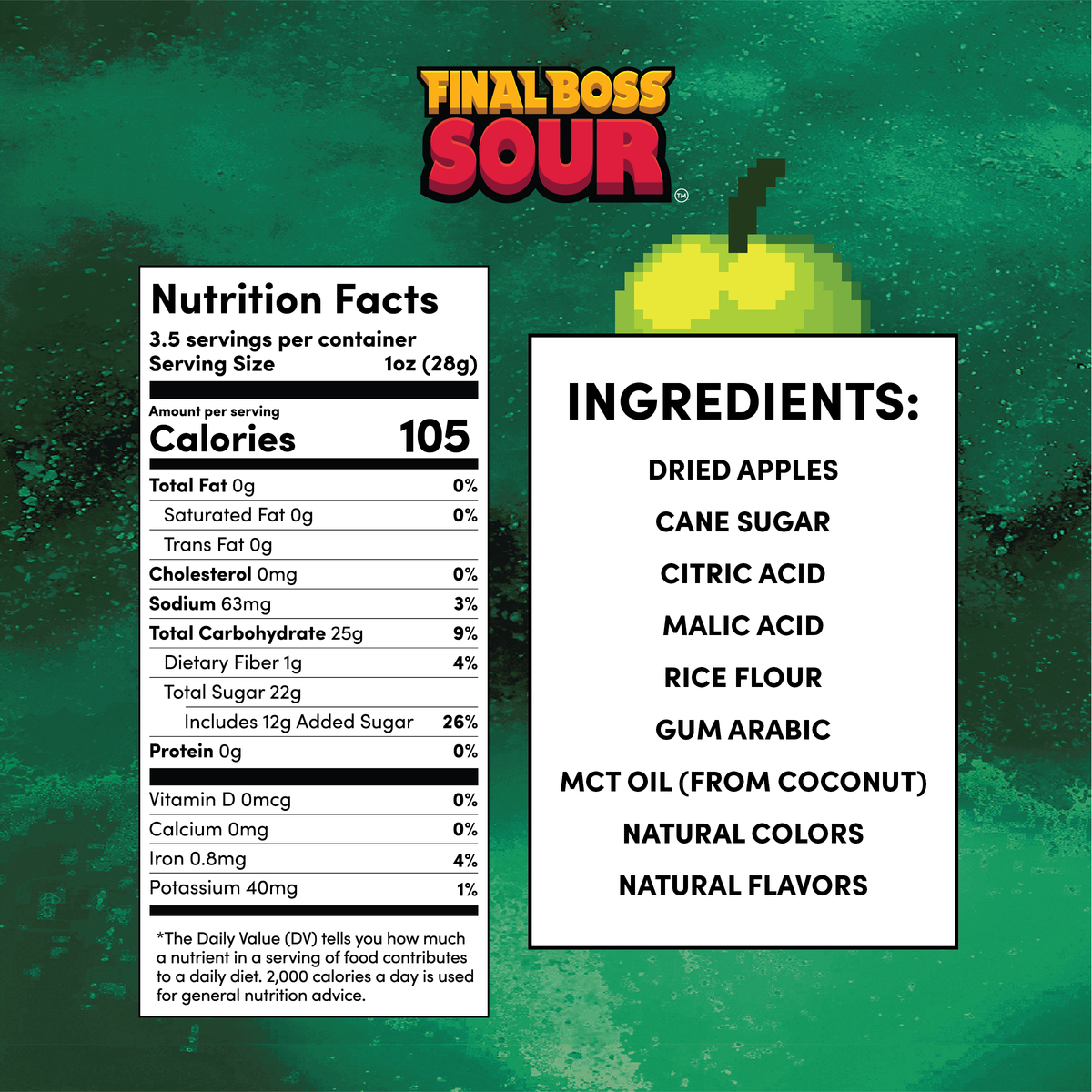 Level 4 Sour Green Apple  - Real Dried Fruit Candy