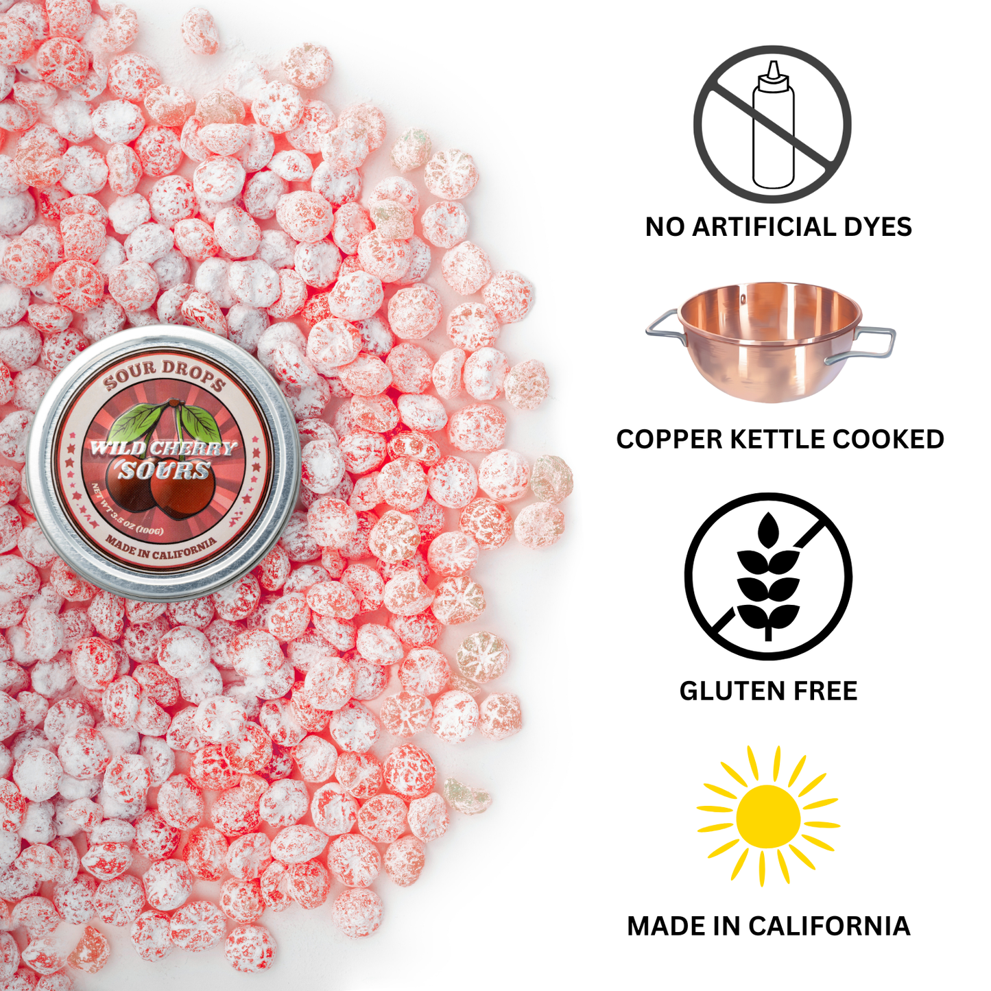 Wild Cherry Sours: 3.5oz Dye-Free Candy Tins