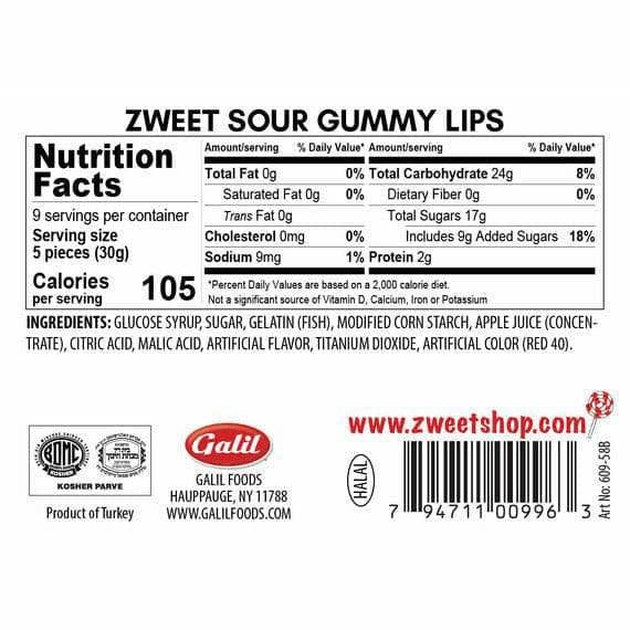 Sour Gummy Lips | Zweet | 10 oz