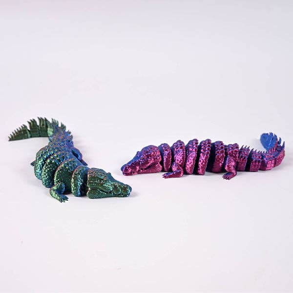 3D Treasures 3D-Printed Articulated Crocodile Fidget Toy (Multiple Colors)