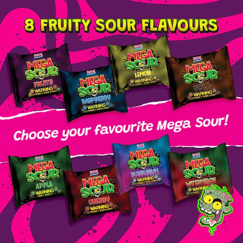 Mega Sour Raspberry 104g - 12ct