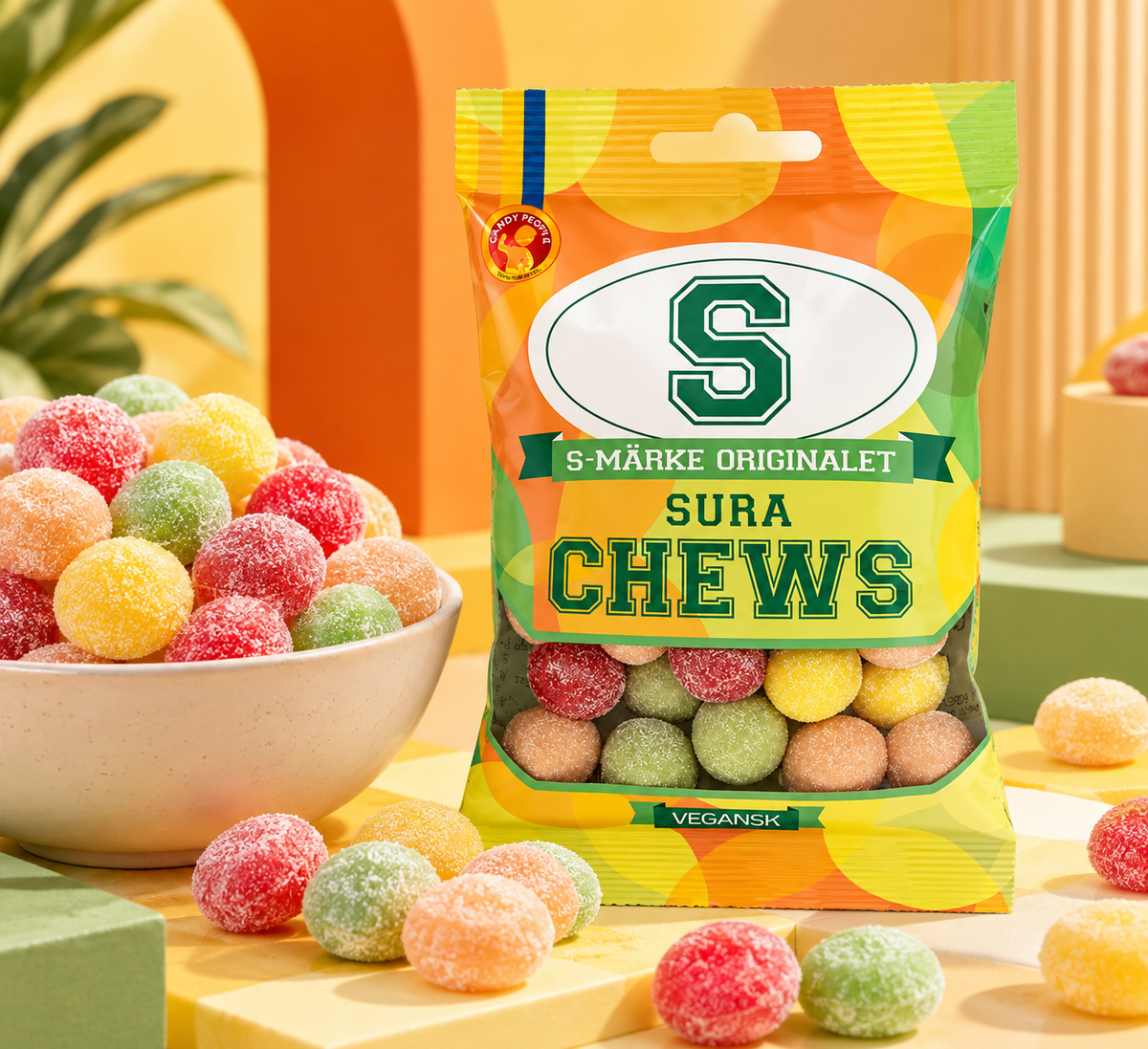 S-Märke Sura Chews – Sour Swedish Chewy Candy – 2.47 oz