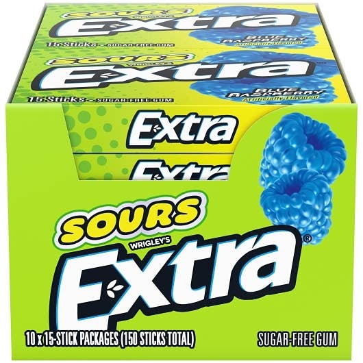 Extra SOUR Blue Raspberry Gum 15 Stick