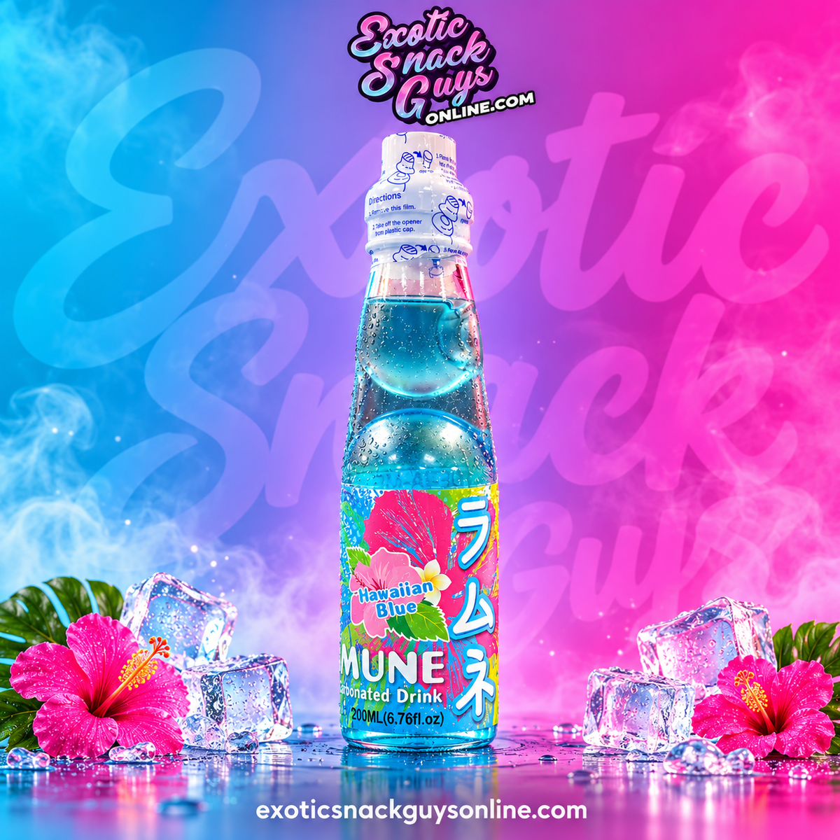 RAMUNE HAWAIIAN BLUE CARBONATED SOFT DRINK PRODUCT OF JAPAN 🇯🇵