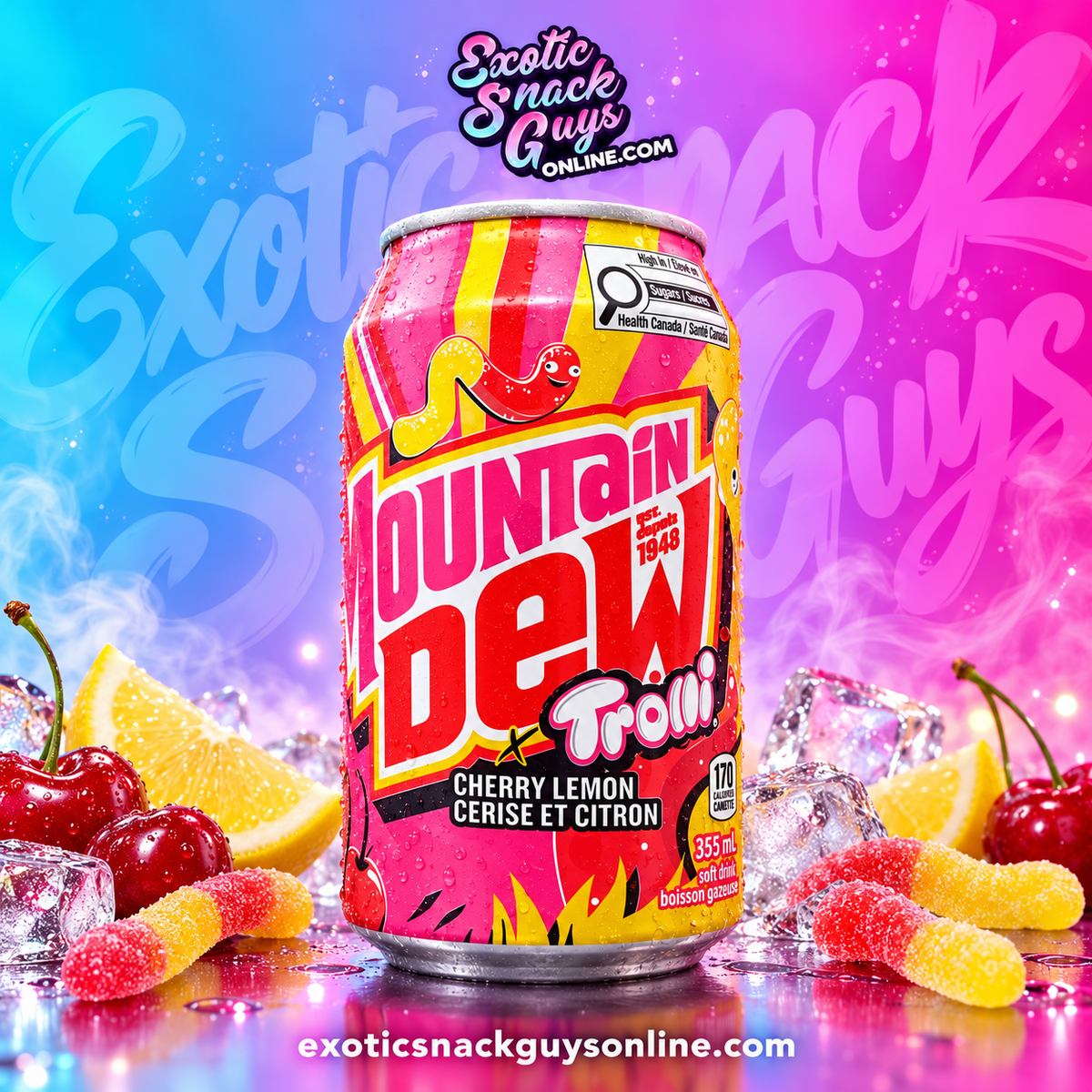 MOUNTAIN DEW TROLLI CHERRY LEMON PRODUCT OF CANADA 🇨🇦