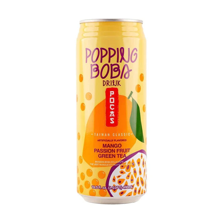 POCAS BUBBLE TEA POPPING BOBA MANGO PASSION FRUIT GREEN TEA (TAIWAN)
