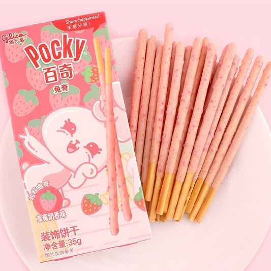 POCKY MILK STRAWBERRY COOKIE STICKS (CHINA)