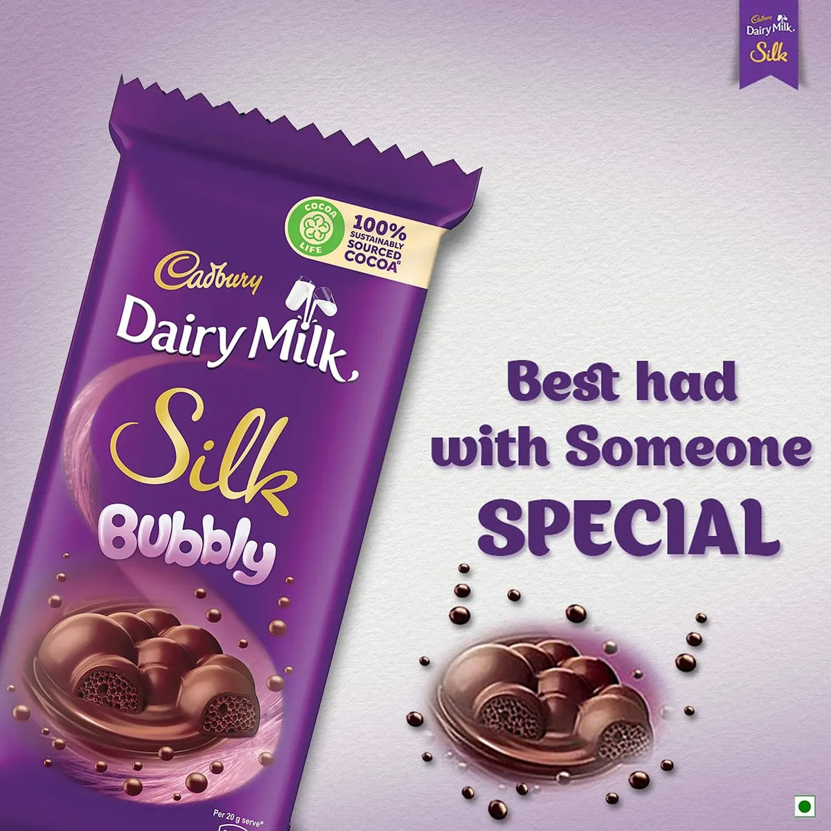 CADBURY DAIRY MILK SILK BUBBLY CHOCOLATE BAR (INDIA)